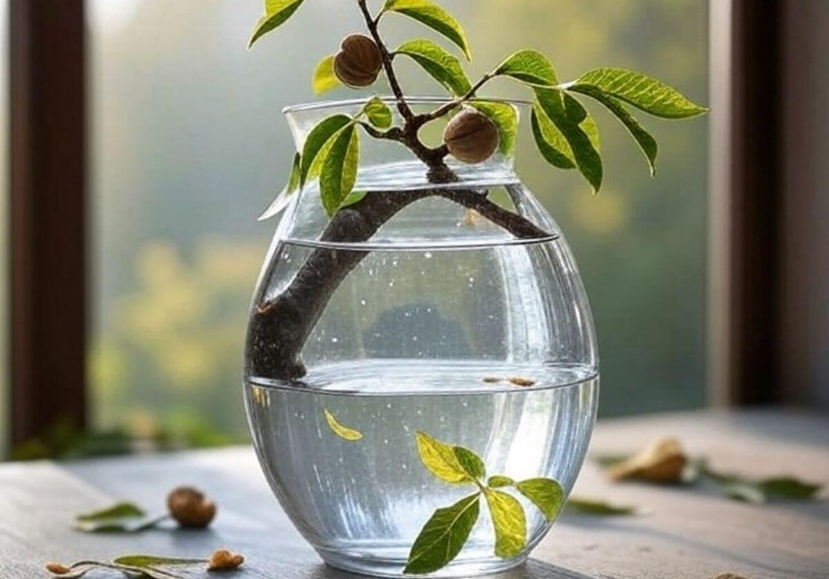 bouture d'un noyer dans l'eau